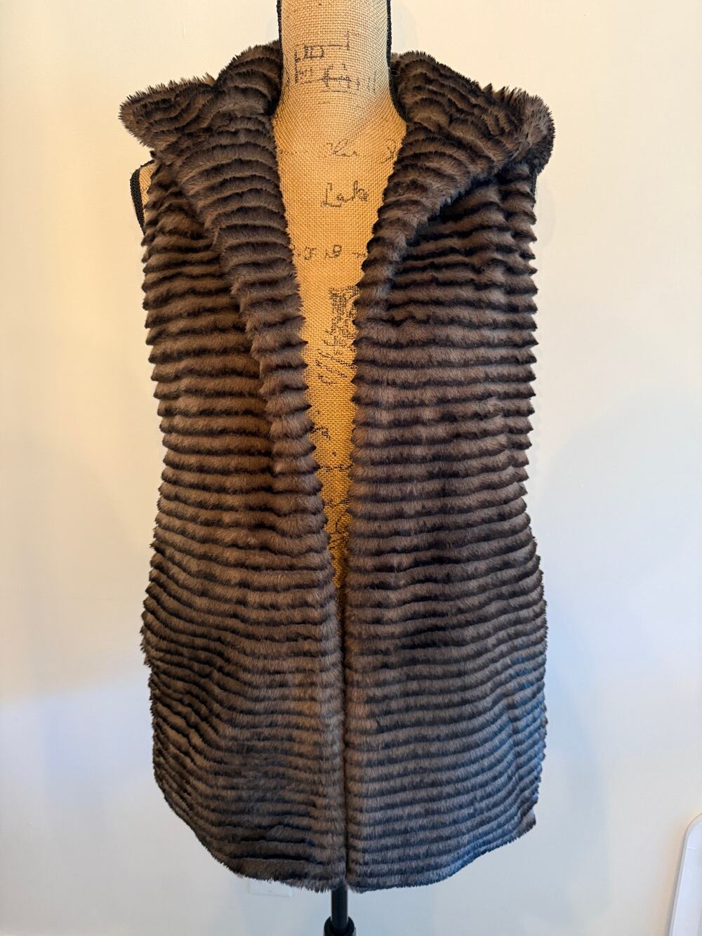 Tahari Faux Fur Hooded Vest One Size